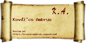 Kovács Ambrus névjegykártya