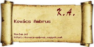 Kovács Ambrus névjegykártya