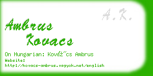 ambrus kovacs business card